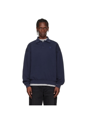 VETEMENTS Navy Distressed Logo Polo