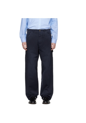Maison Margiela Navy Herringbone Trousers