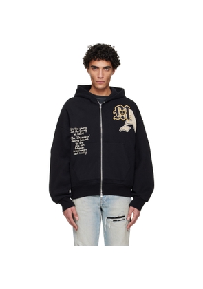 AMIRI Black Varsity Patch Oversized Zip Hoodie