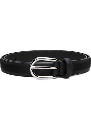 Anderson's Black Skinny Nappy Calf Leather Buckle Belt