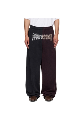 VETEMENTS Black & Burgundy Cradle of Filth Cut-Up Baggy Sweatpants
