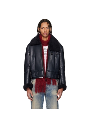 Acne Studios Navy Lambskin Shearling Jacket