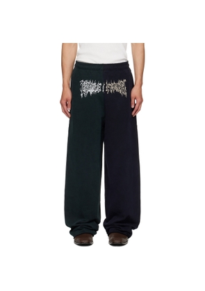 VETEMENTS Green & Navy Cradle of Filth Cut-Up Baggy Sweatpants