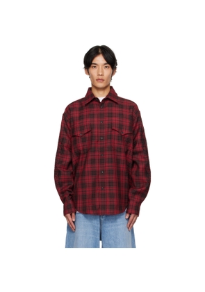 VETEMENTS Red & Black Plaid Embroidered Shirt