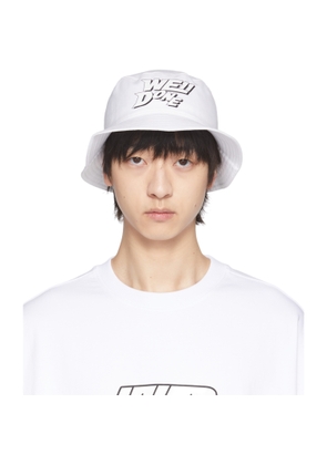 We11done White Basic Logo Bucket Hat