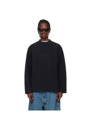 VETEMENTS Black 'Paris' Embroidered Longsleeve T-shirt