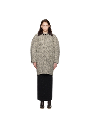 Bottega Veneta Gray Wool Boucle Chevron Coat