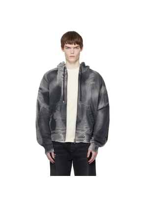 AMIRI Gray Bones Studded Oversized Zip Hoodie