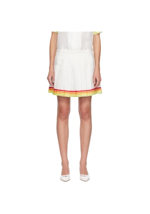 Casablanca White Mascot Pleated Silk Twill Miniskirt
