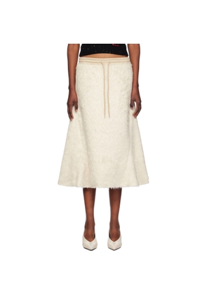 OPEN YY Beige Shaggy Faux-Fur Midi Skirt