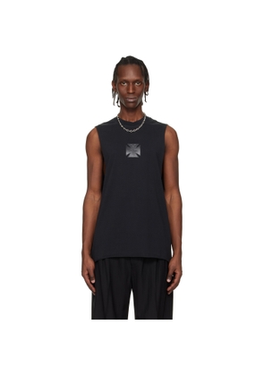 VETEMENTS Black Biker Leather Cross Jersey Muscle Top