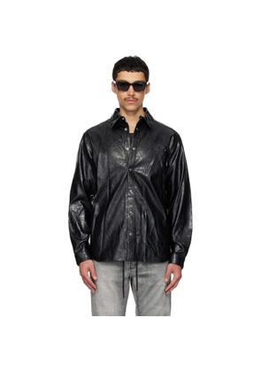Diesel Black S-Simply-Qmbu Faux-Leather Shirt