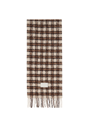 Acne Studios Beige & Brown Checked Logo Scarf