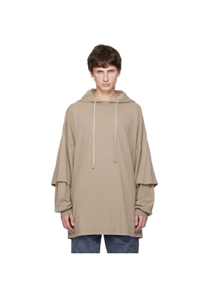 Rick Owens DRKSHDW Taupe Concordians Tommu Hustler Hoodie