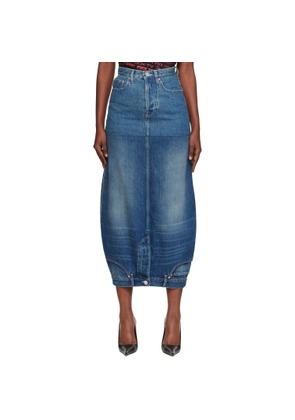 VETEMENTS Blue Double Denim Midi Skirt