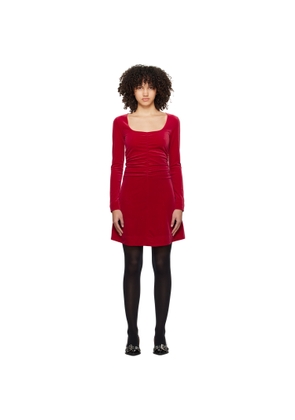 GANNI Red Ruched Minidress