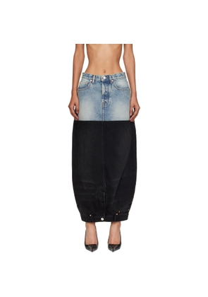 VETEMENTS Blue & Black Double Denim Maxi Skirt