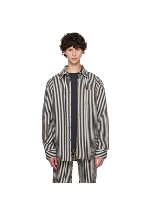 Bottega Veneta Navy & Off-White Striped Shirt