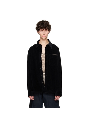 Bottega Veneta Navy Leather Trim Shirt