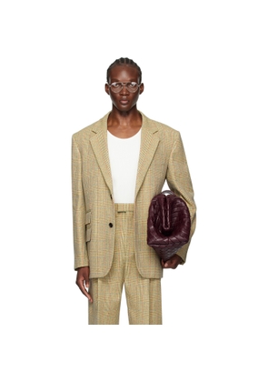 Bottega Veneta Beige Distorted Prince Of Wales Blazer