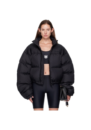 VETEMENTS Black Double Logo Boxy Down Jacket