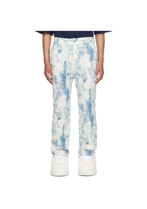 Feng Chen Wang White & Blue Printed Trousers
