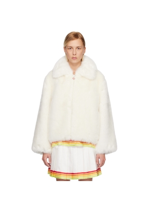 Casablanca White Zip Faux-Fur Jacket