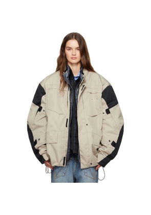 VETEMENTS Beige & Black Biker Parka Coat & Jackets Set