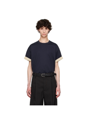 Bottega Veneta Navy & Yellow Double Layer T-Shirt