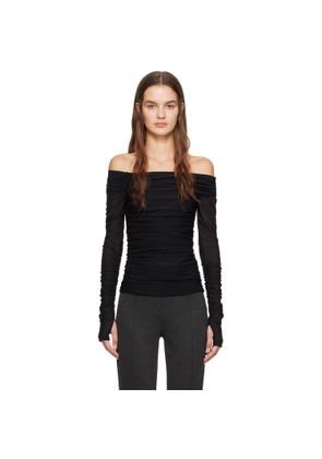 Helmut Lang Black Ruched Long Sleeve T-Shirt