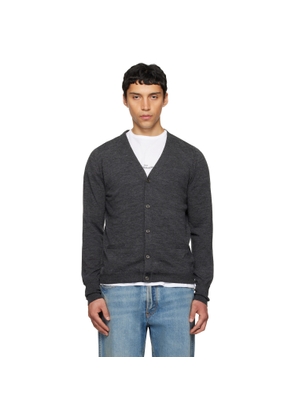 Maison Margiela Gray Wool-Blend V-Neck Cardigan