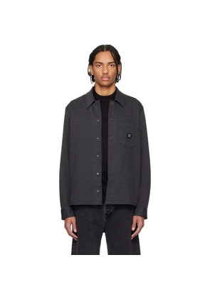 Hugo Gray Cotton Blend Oversized-Fit Shirt