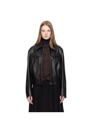 LEMAIRE Brown Boxy Leather Blouson Jacket