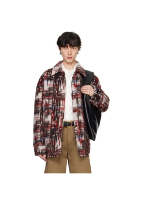 Bottega Veneta White & Red Alpaca Check Overshirt