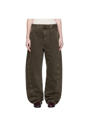 LEMAIRE Green Twisted Belted Jeans