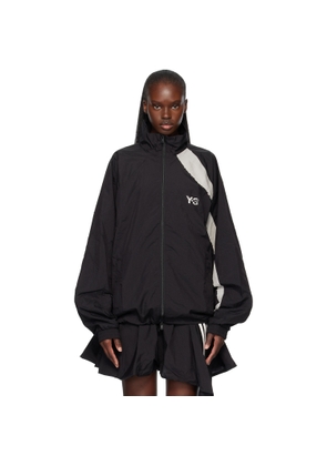 Y-3 Black Raw Edge 3 Stripes Nylon Shell Jacket