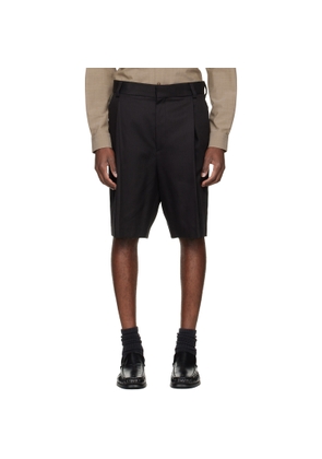 Hugo Black Cotton Blend Twill Dress Shorts