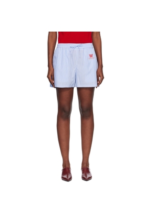 Off-White Blue Striped Poplin Shorts
