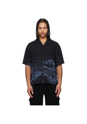Hugo Black Oversized-Fit Statement Print Shirt