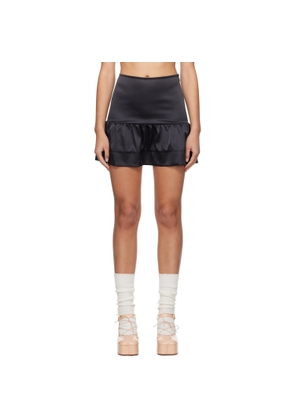 GANNI Black Flounce Miniskirt