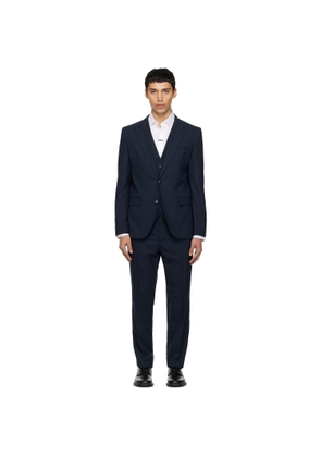 Hugo Navy Three-Piece Extra-Slim-Fit Stretch Dobby Suit