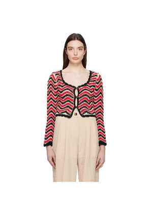 GANNI Red Chevron Cardigan