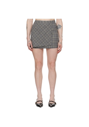 GANNI Gray Check Miniskirt