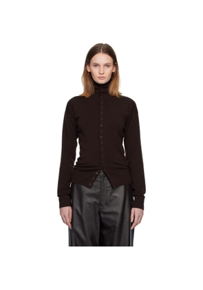 LEMAIRE Burgundy Buttoned Fitted Cardigan