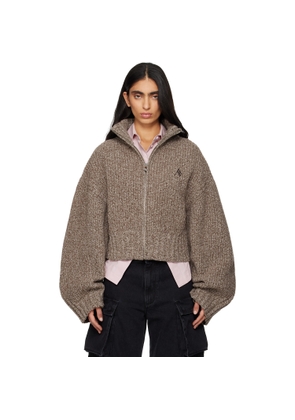 The Attico Brown Wool Cashmere Cardigan