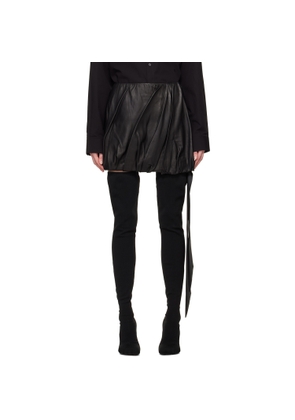 Helmut Lang Black Ballooned Leather Miniskirt