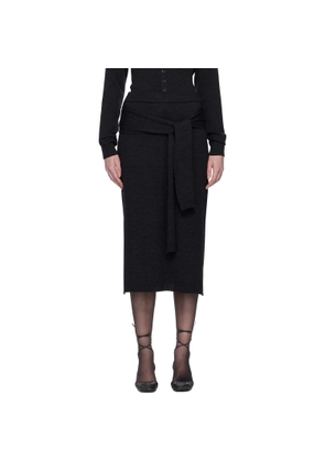 LEMAIRE Gray Trompe L'oeil Midi Skirt