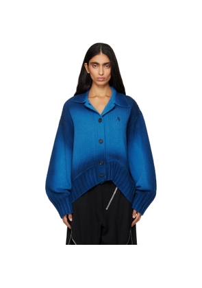 The Attico Blue Sprayed Wool Cashmere Cardigan