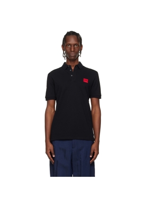 Hugo Black Slim-Fit Red Logo Label Polo
