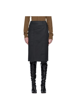 LEMAIRE Gray Apron Denim Midi Skirt